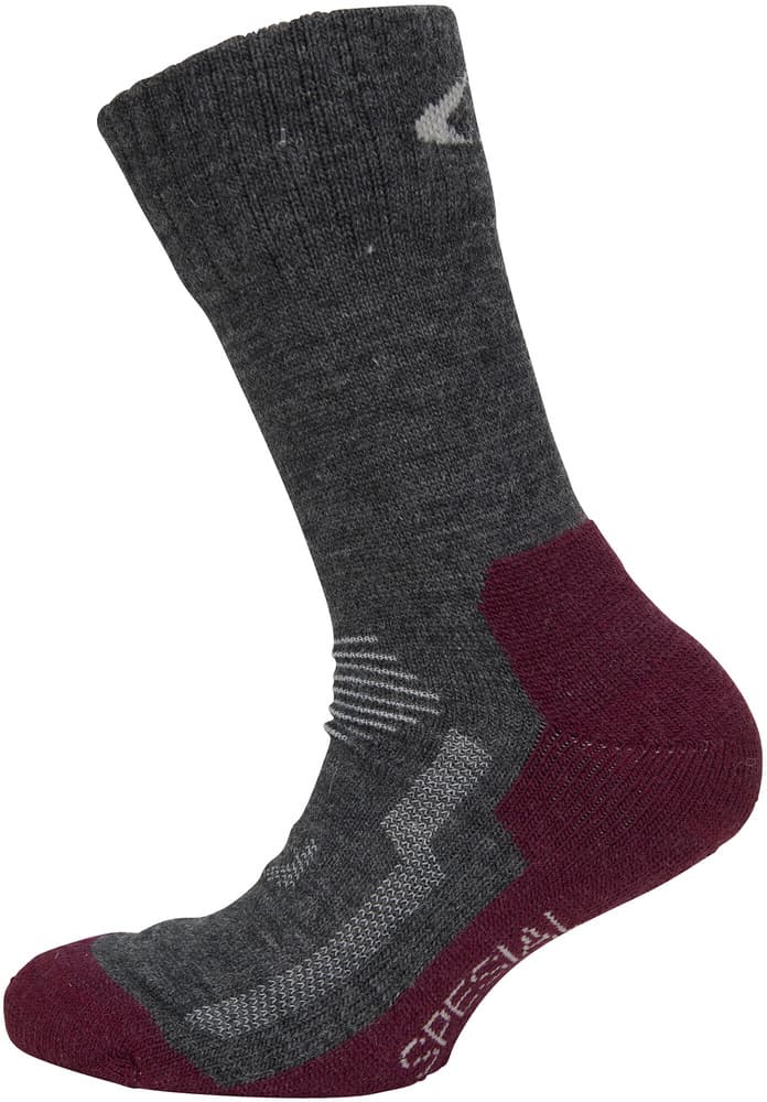 Kids Spesial lasten merinosukka, tummanharmaa/viininpunainen, view: 0