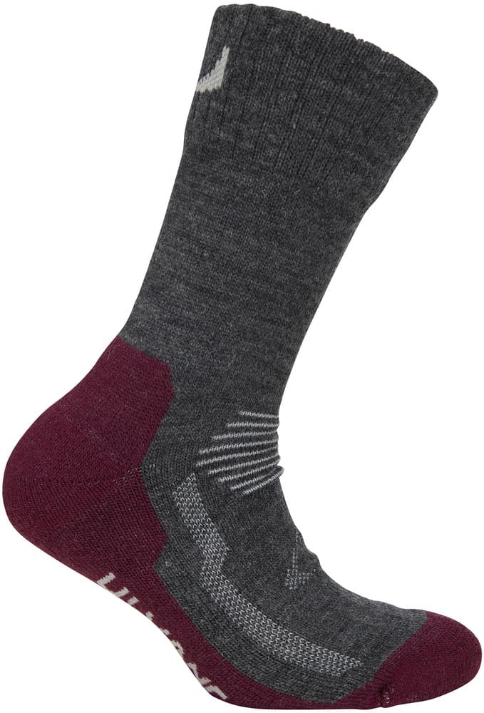 Kids Spesial lasten merinosukka, tummanharmaa/viininpunainen, view: 1