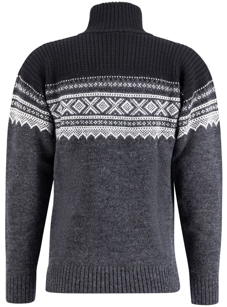 Marius Half Zip merinoneulepaita, Charcoal Melange/Black/Vanilla, view: 1