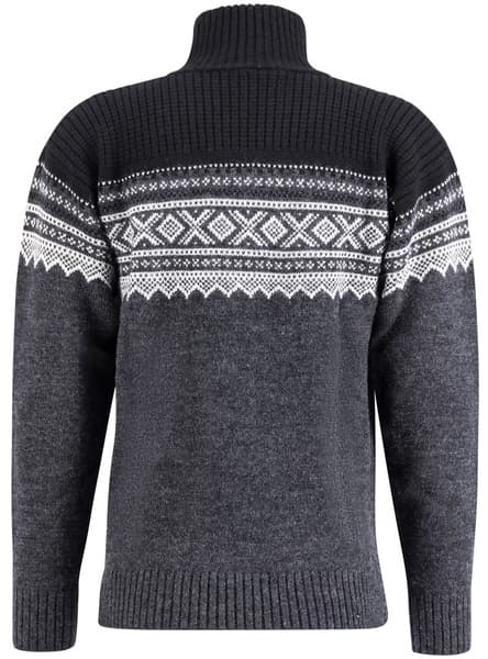 Marius Half Zip merinoneulepaita, Charcoal Melange/Black/Vanilla, view: 1