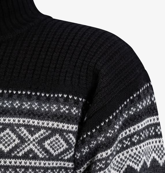 Marius Half Zip merinoneulepaita, Charcoal Melange/Black/Vanilla, view: 3