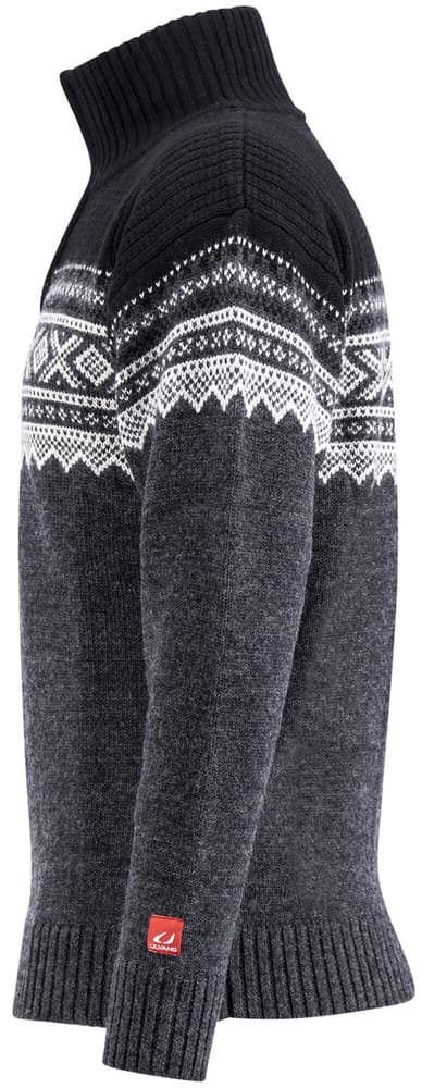 Marius Half Zip merinoneulepaita, Charcoal Melange/Black/Vanilla, view: 2