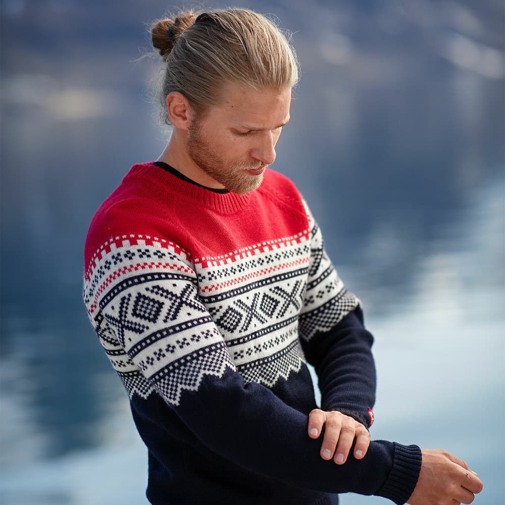 Marius Roundneck villapaita, sininen/punainen/valkoinen, view: 5