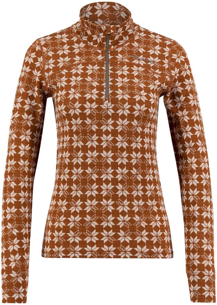 Maristua Turtle Neck W/Zip naisten kerrastopaita, oranssiruskea/valkoinen, view: 0