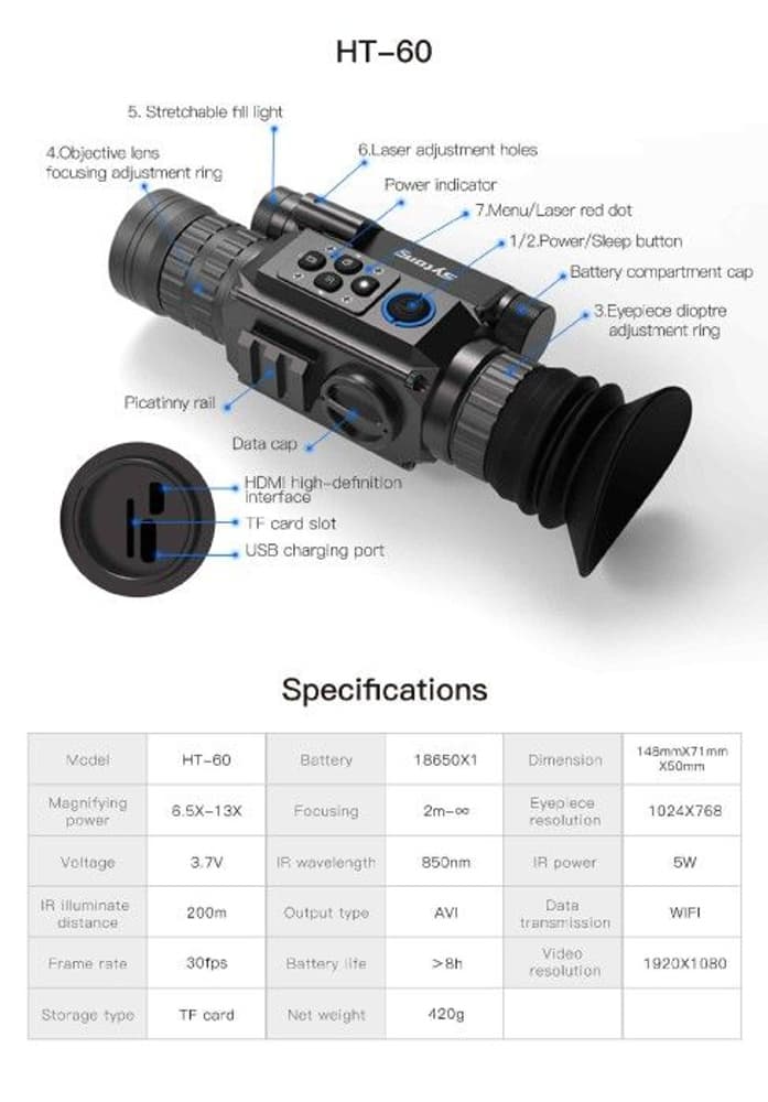 HT-60 Digital Night Vision Scope pimeänäkölaite, view: 3