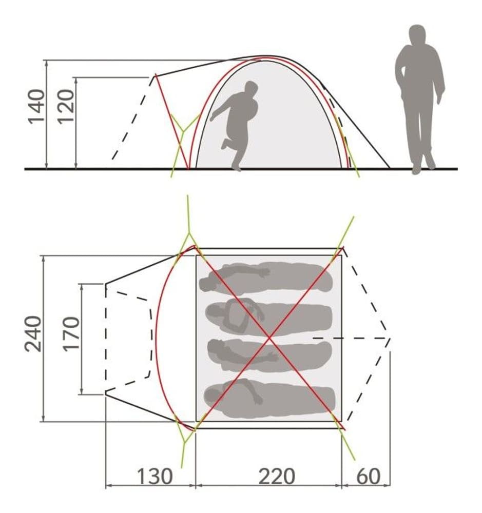Campo Grande XT 4 hengen teltta, Terracotta, view: 3