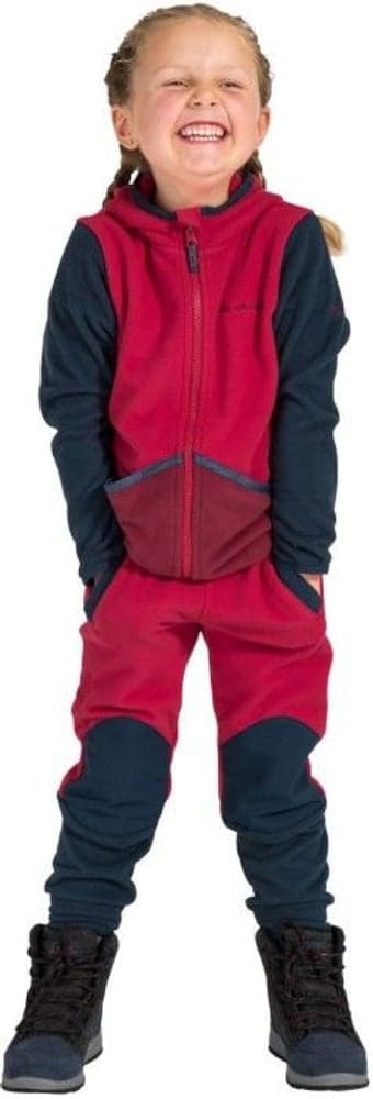 Kids Pulex Hooded Jacket lasten fleecetakki, punainen/tummanharmaa, view: 2