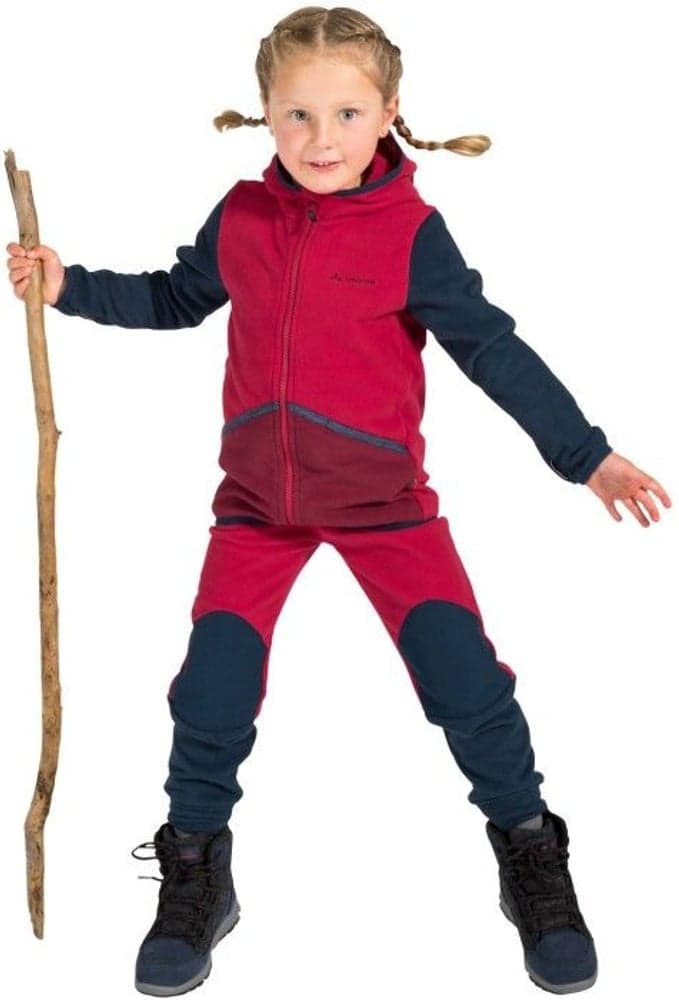 Kids Pulex Hooded Jacket lasten fleecetakki, punainen/tummanharmaa, view: 4