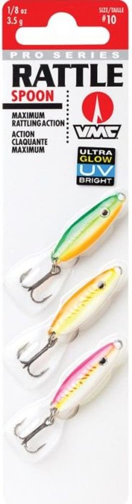 VMC Rattle Spoon Kit #10 uistin, 3,5 g, Glow UV, 3 kpl, view: 0
