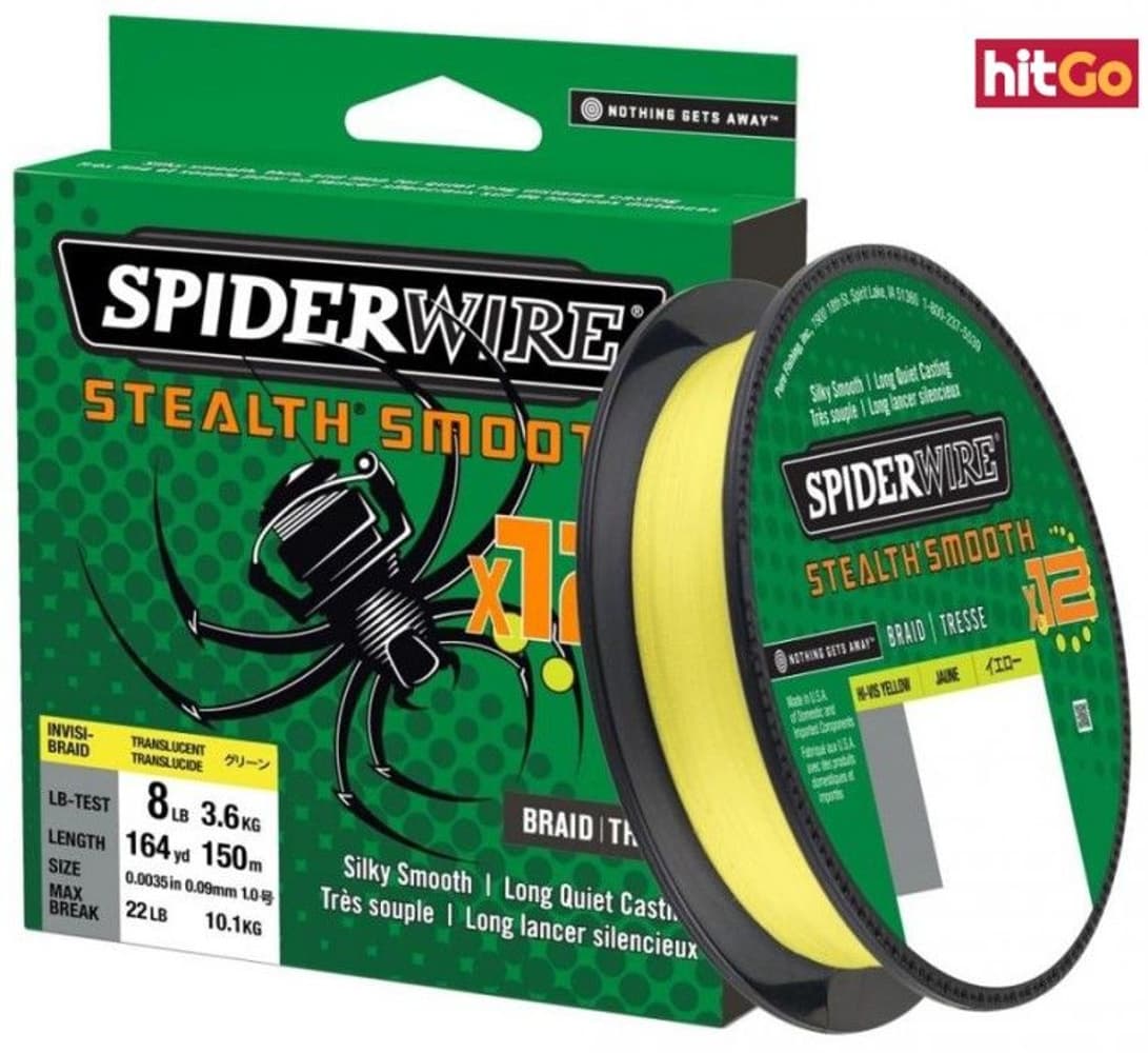 SpiderWire Stealth Smooth 12 -kuitusiima, 150 m, Hi-Vis Yellow, view: 0