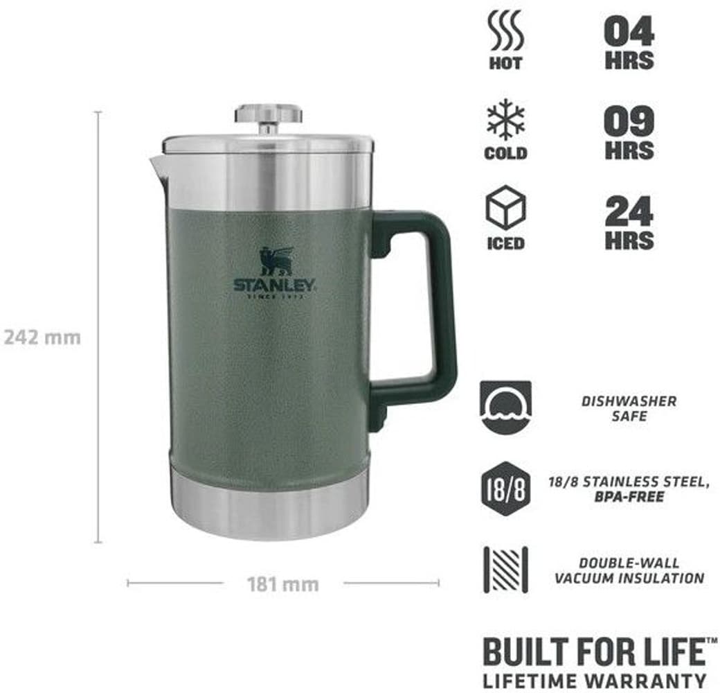 The Stay-Hot French Press kahvitermos, 1,4 L, harmaavihreä, view: 2