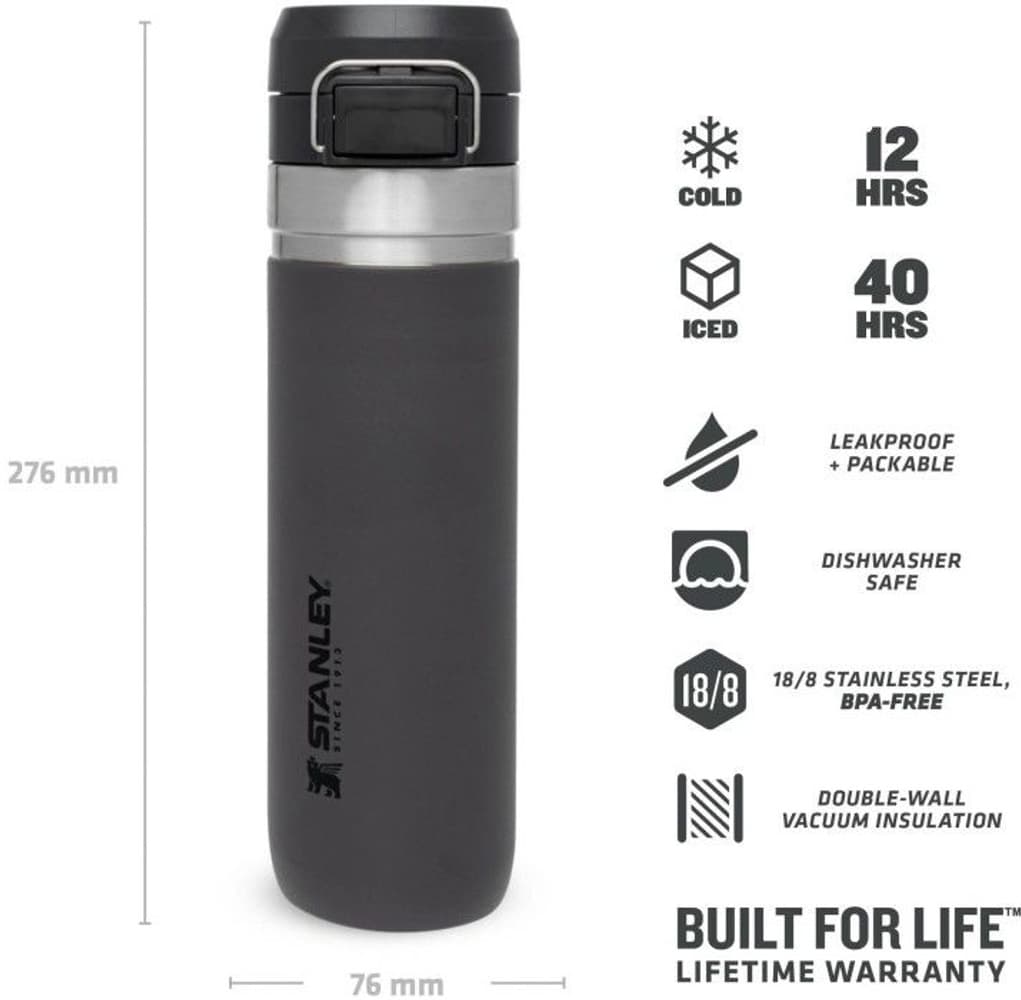 The Quick Flip Water Bottle vakuumieristetty juomapullo, 0,7 L, musta, view: 1