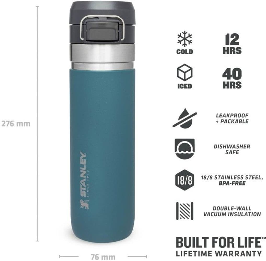 The Quick Flip Water Bottle vakuumieristetty juomapullo, 0,7 L, Lagoon, view: 1
