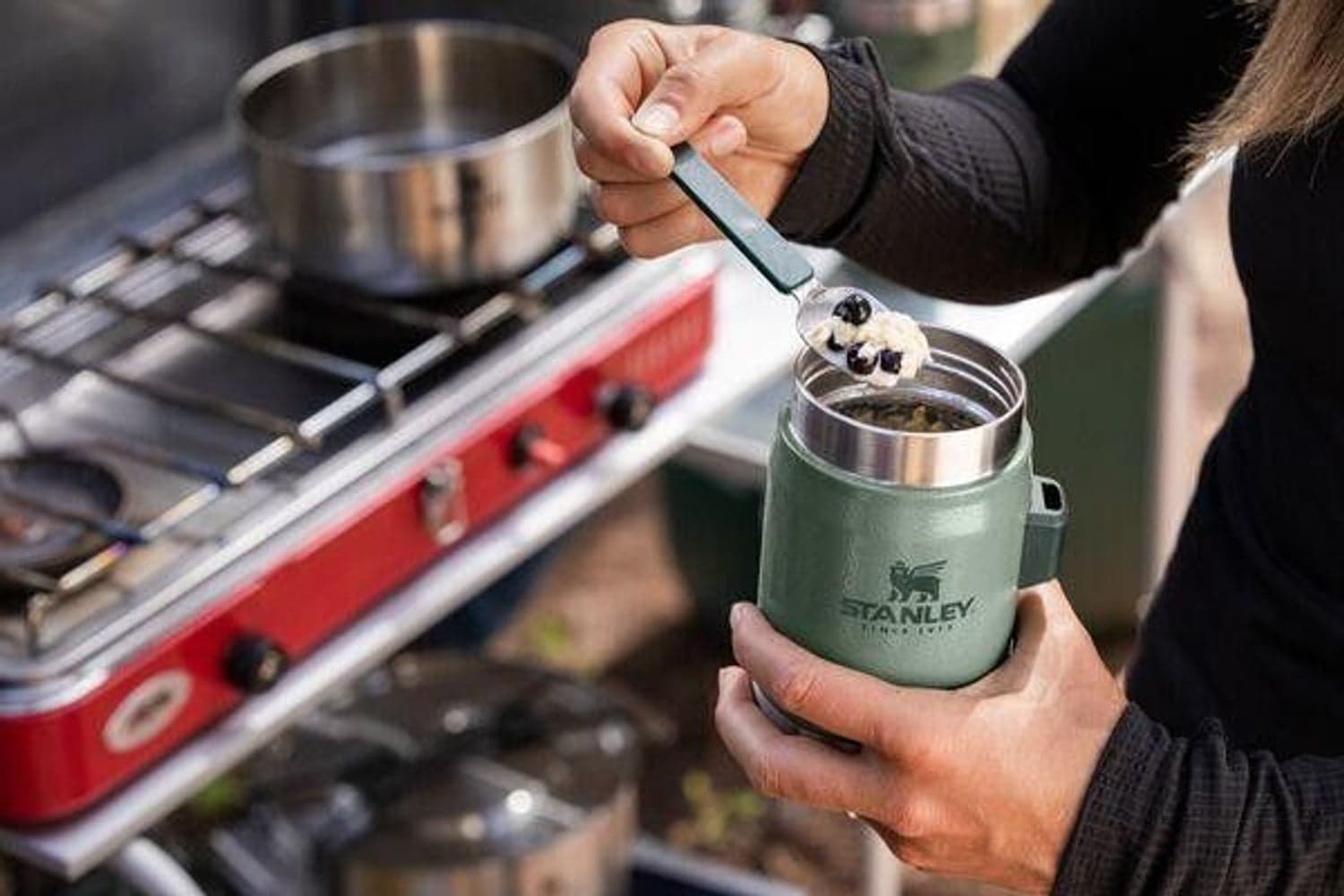 The Legendary Food Jar + Spork 0,4L Hammertone Green, view: 4