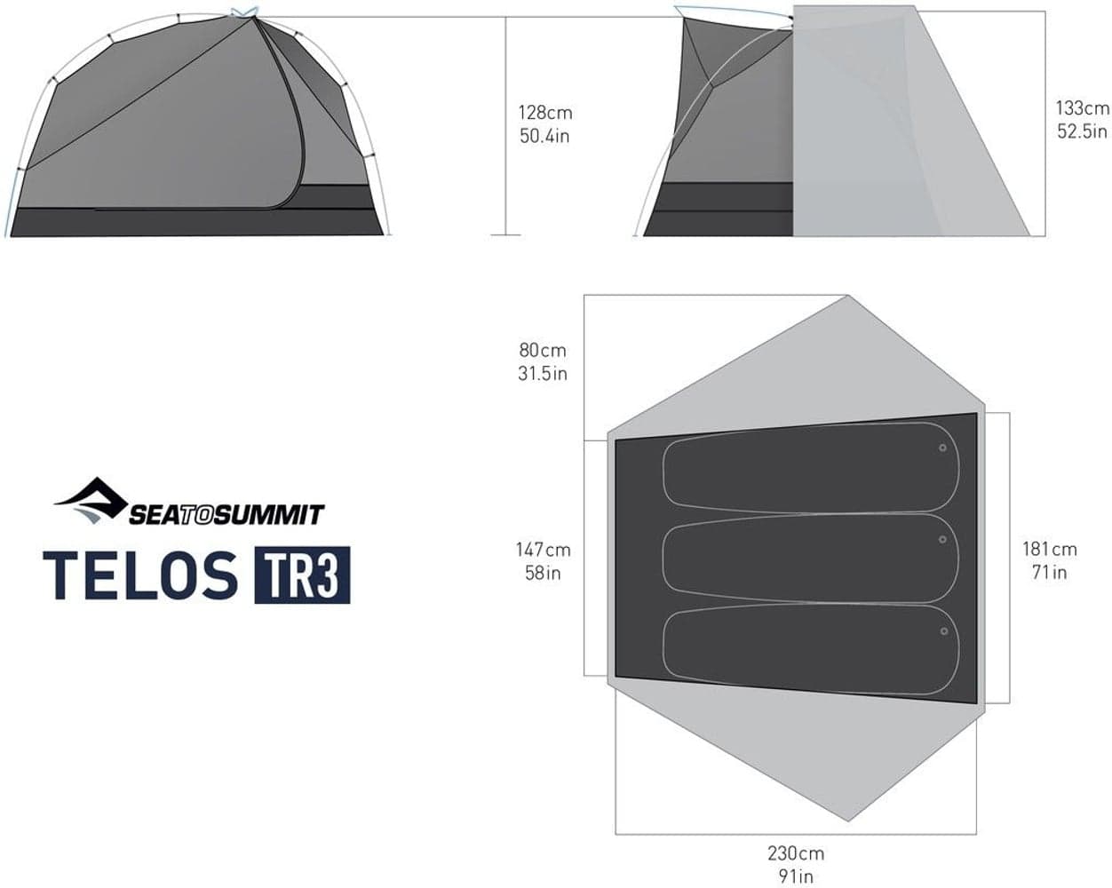 Tent Telos Tr3 teltta, harmaa, view: 10