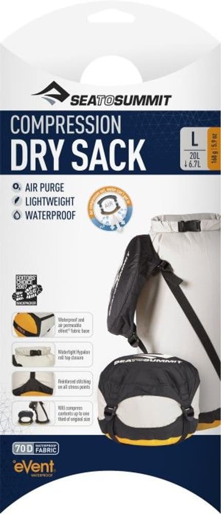 tiivistyvä kuivapussi, L 20L/6,7L, harmaa, view: 1