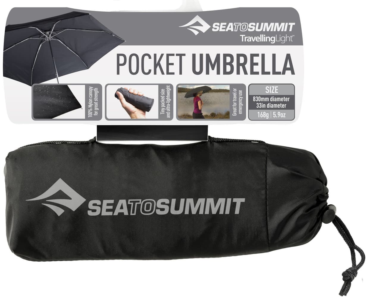 Travellight Umbrella Pocket sateenvarjo, musta, view: 2