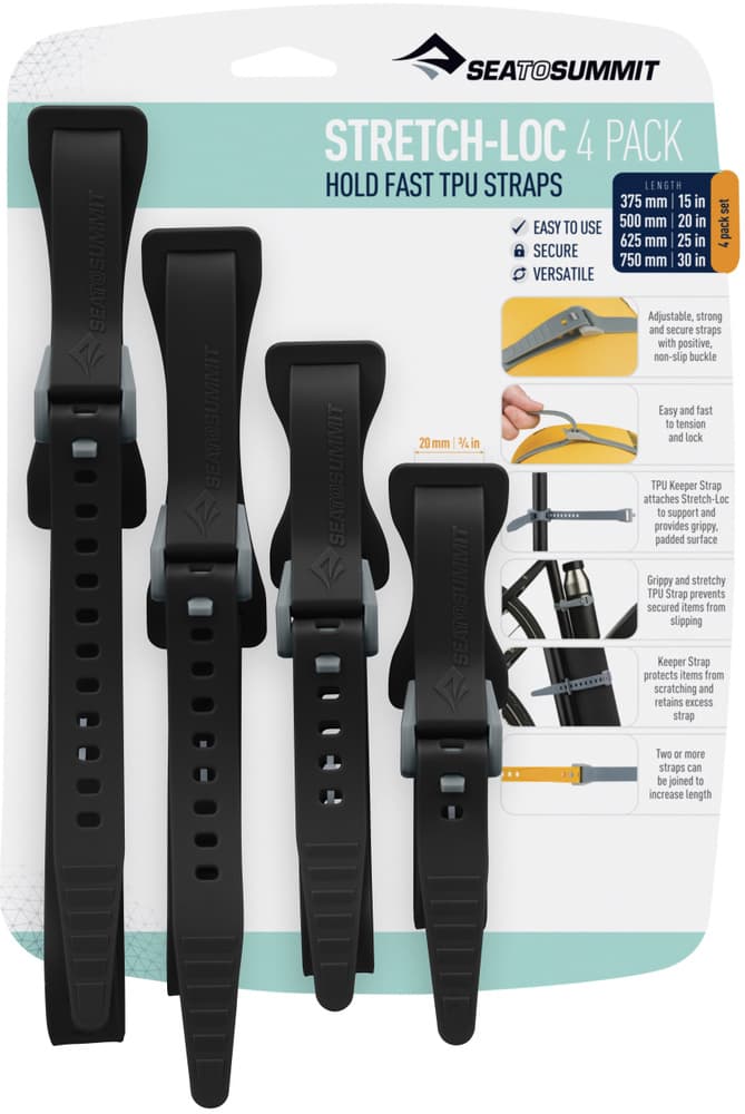 Strap Stretchloc Set hihnat, 20 mm, 4 kpl, musta, view: 0