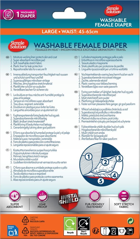 Washable Female Diaper nartun suoja, Large, view: 1