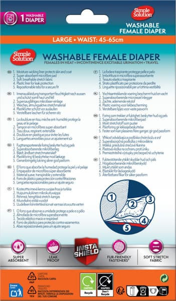 Washable Female Diaper nartun suoja, Large, view: 1