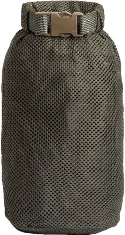 Rolltop Stuffsack Mesh pakkauspussi, 5L, vihreä, view: 0