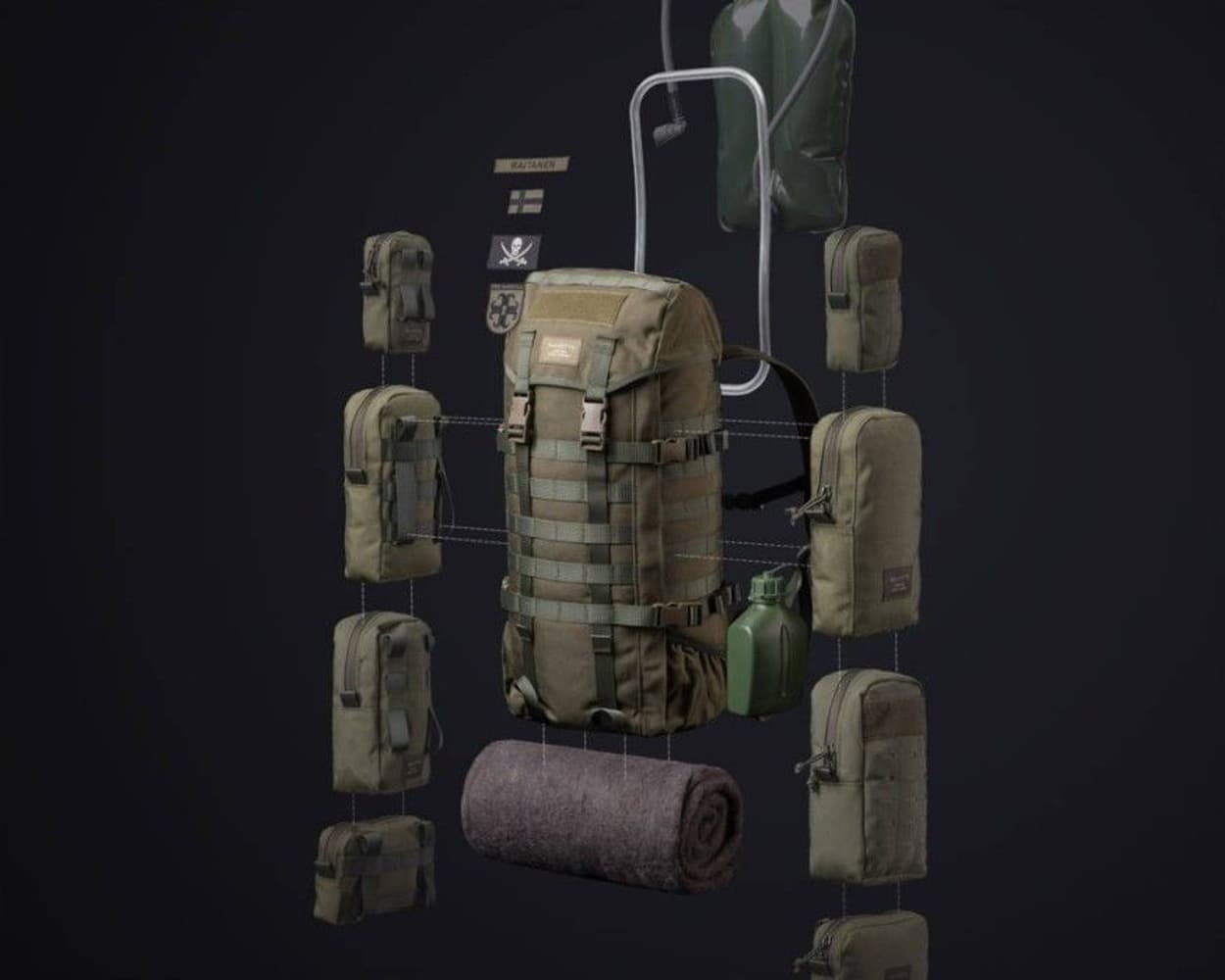 Jääkäri M -reppu 22+8 l camo, view: 8