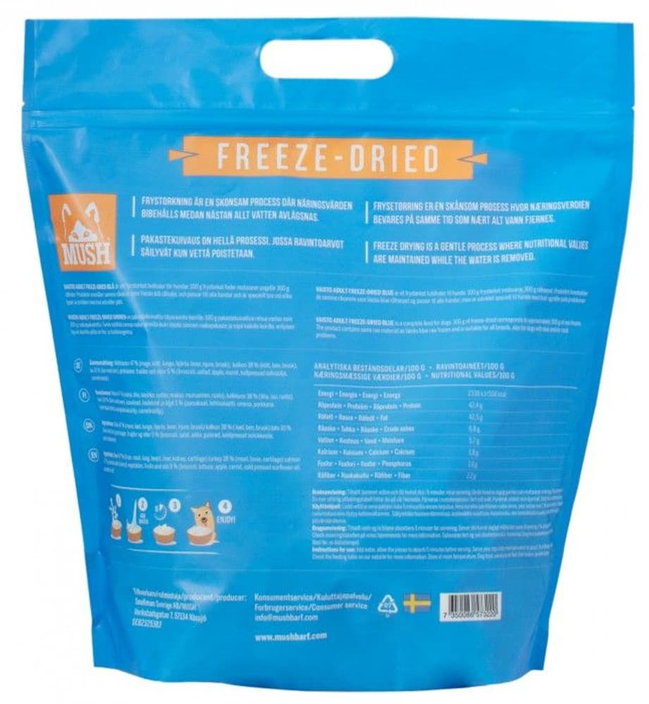 MUSH Vaisto pakastekuivattu täysravinto, sininen, 800g, view: 1