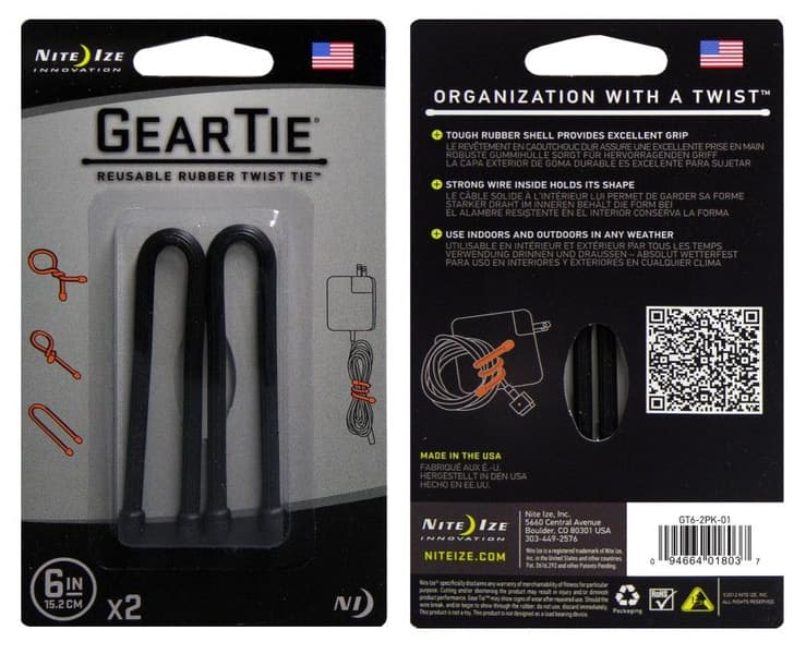 Gear Tie 6-Black 2-pack, view: 0