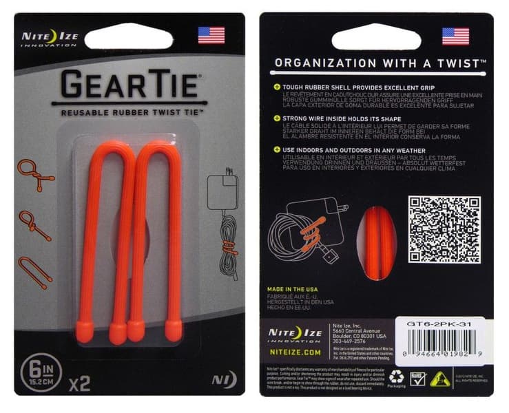 Gear Tie 6-Bright Orange 2-pack, view: 0