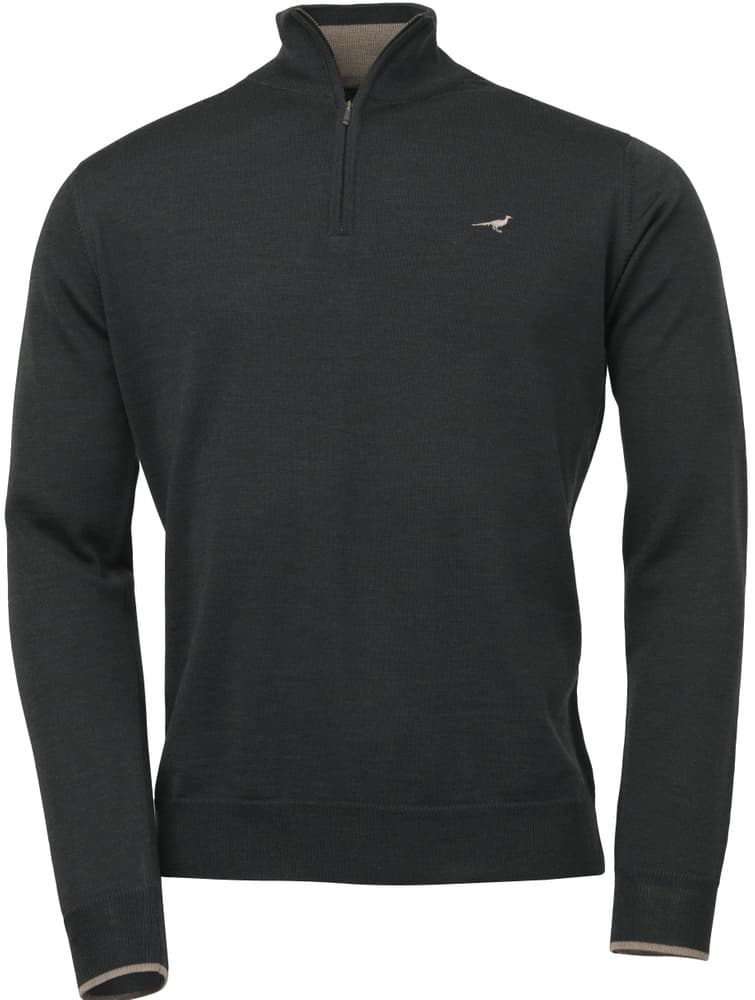 Norfolk Zip-Neck merinovillapusero, harmaanvihreä, view: 0