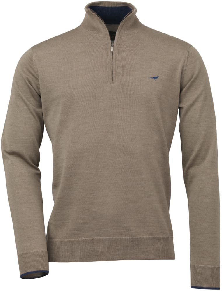 Norfolk Zip-Neck merinovillapusero, hiekanruskea, view: 0