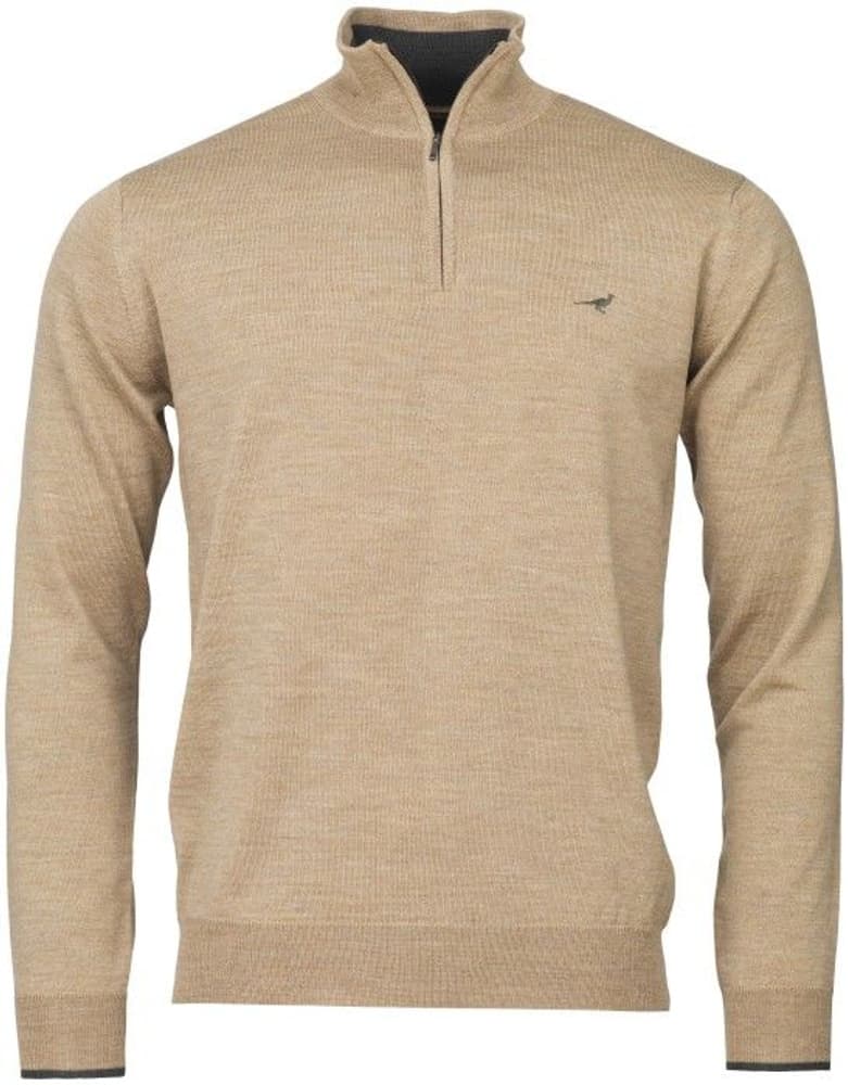 Norfolk Zip-Neck merinovillapusero, hiekanvaalea, view: 0