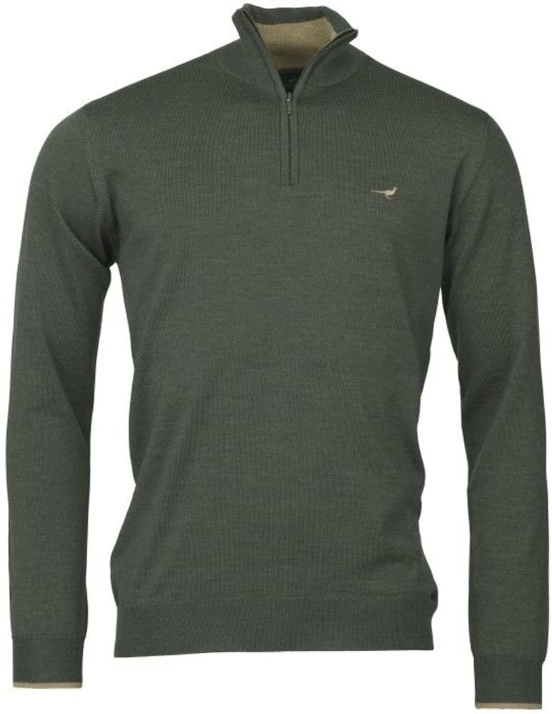 Norfolk Zip-Neck merinovillapusero, metsänvihreä, view: 0