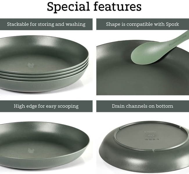 RamenPlate retkilautanen, 4 kpl, harmaavihreä, view: 1