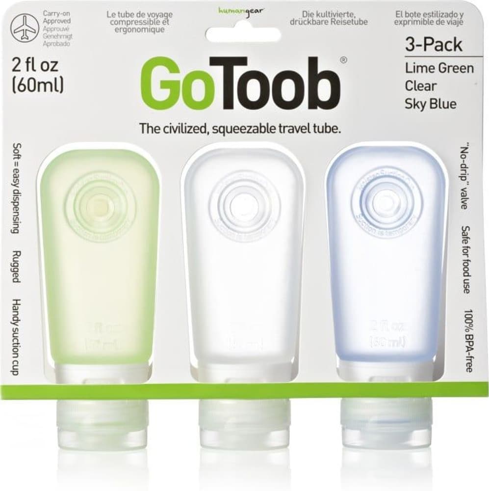GoToob 3-pack Medium 60 ml Kirkas/Vihreä/Sininen, view: 0