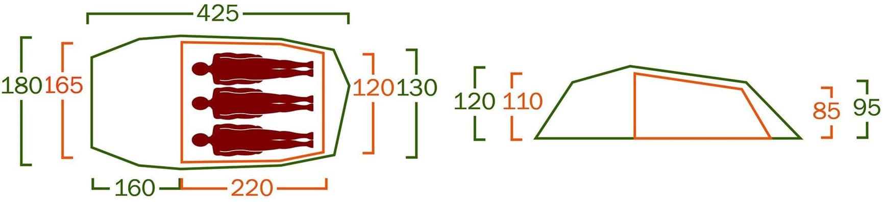 Lofoten X-Trem 3 Camp tunneliteltta, punainen/keltainen, view: 14