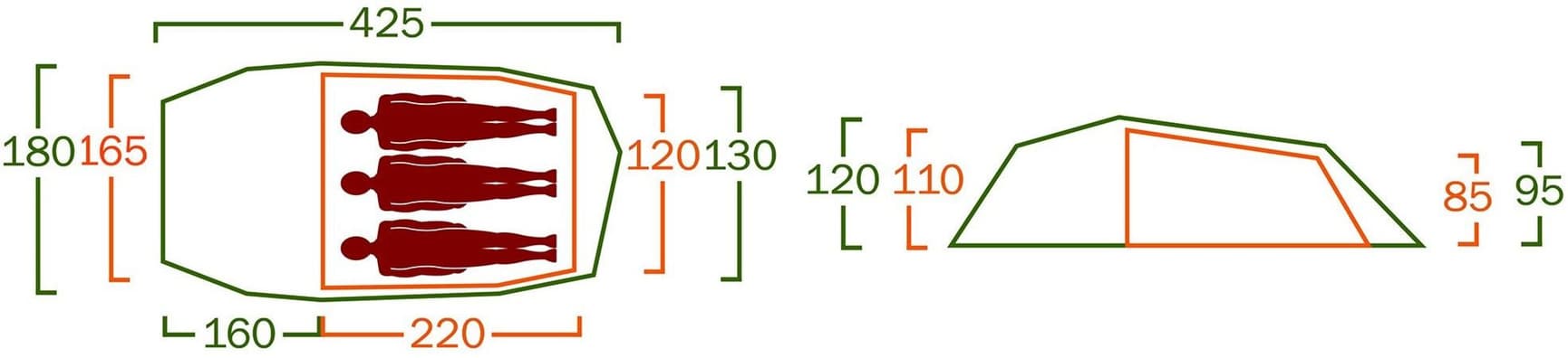 Lofoten X-Trem 3 Camp tunneliteltta, punainen/keltainen, view: 14