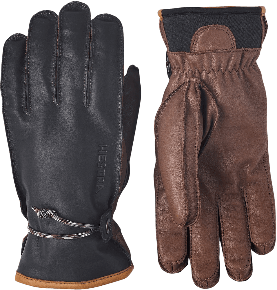 Wakayama 5 finger nahkahanskat, unisex, tummansininen/ruskea, view: 0