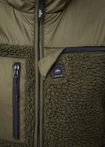 Heated Pile Fleece lämpötakki, Olive Green, view: 3