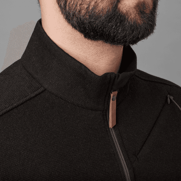 Metso Half Zip vetoketjullinen villapaita, tummanruskea, view: 2