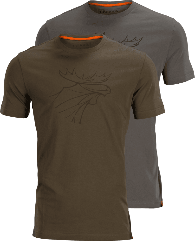 Graphic T-shirt puuvillainen t-paita, 2 kpl, ruskea/harmaa, view: 0