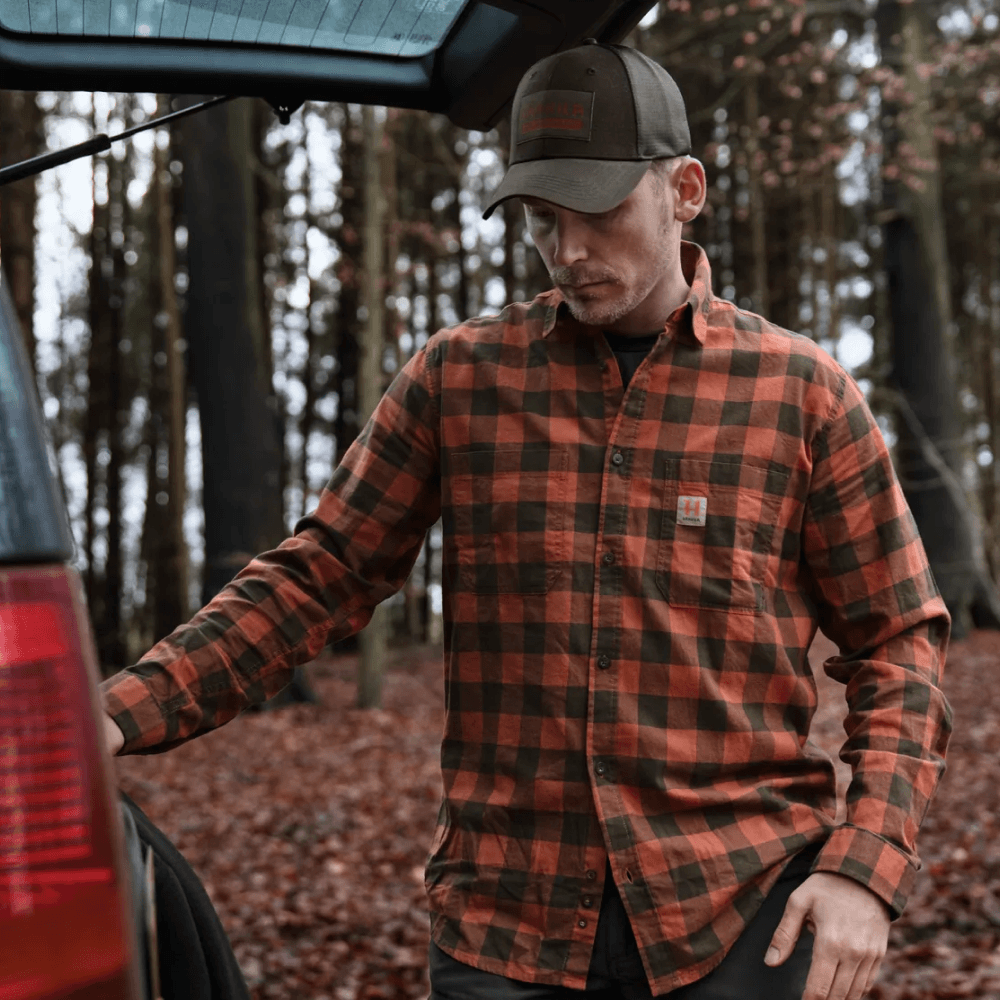 Scandinavian Långärmad Skjorta Autumn Orange Check, view: 4