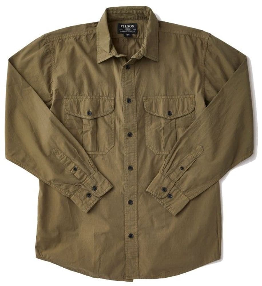 Washed Feather Cloth Shirt kauluspaita, oliivinvihreä, view: 0