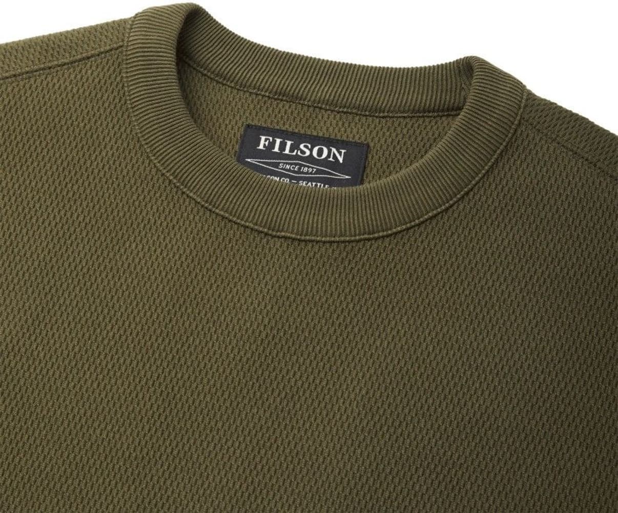 Waffle Knit Thermal Crewneck pitkähihainen paita, vihreä, view: 2