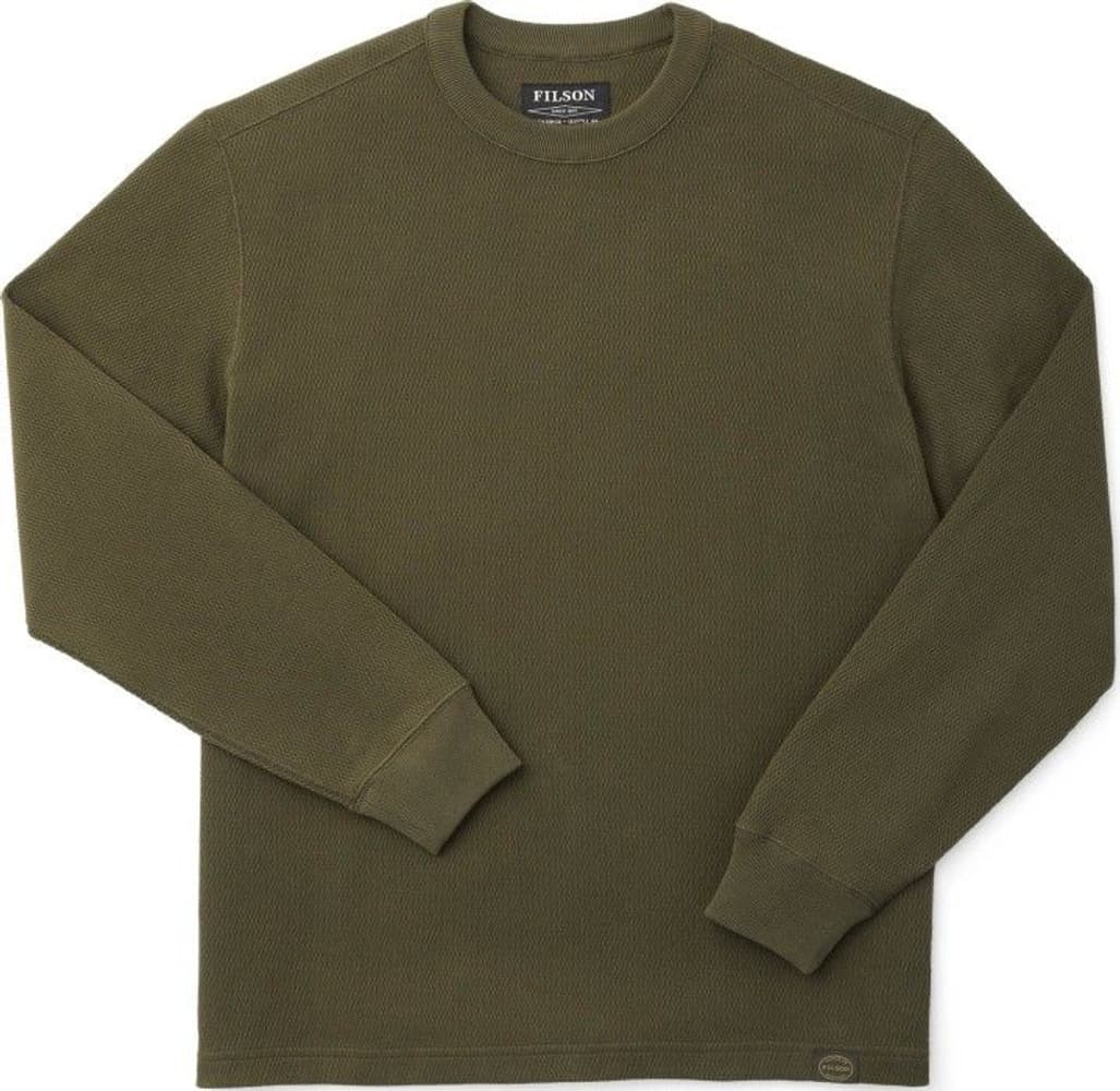 Waffle Knit Thermal Crewneck pitkähihainen paita, vihreä, view: 0