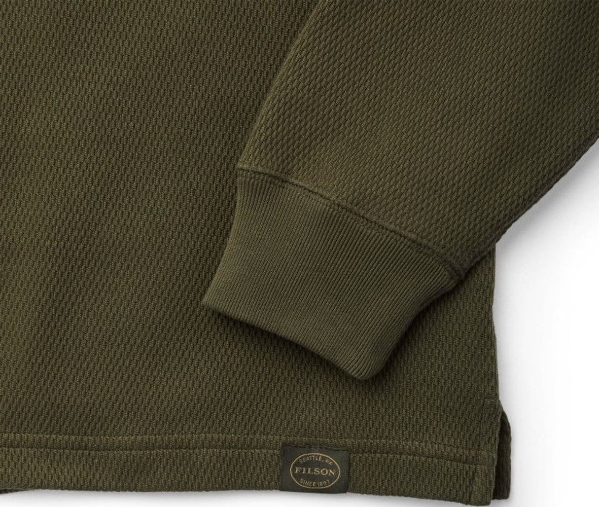 Waffle Knit Thermal Crewneck pitkähihainen paita, vihreä, view: 3