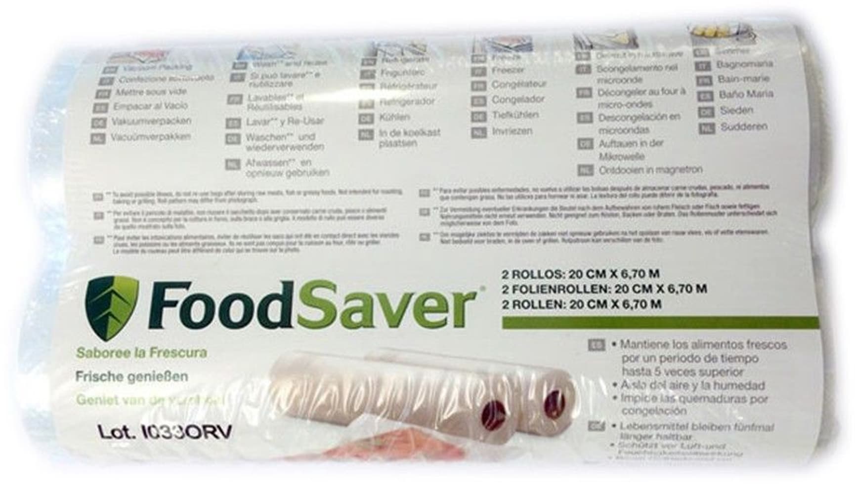 FoodSaver Ruoansäilytyspussit 20 cm 2 rullaa x 6,7 m, view: 0