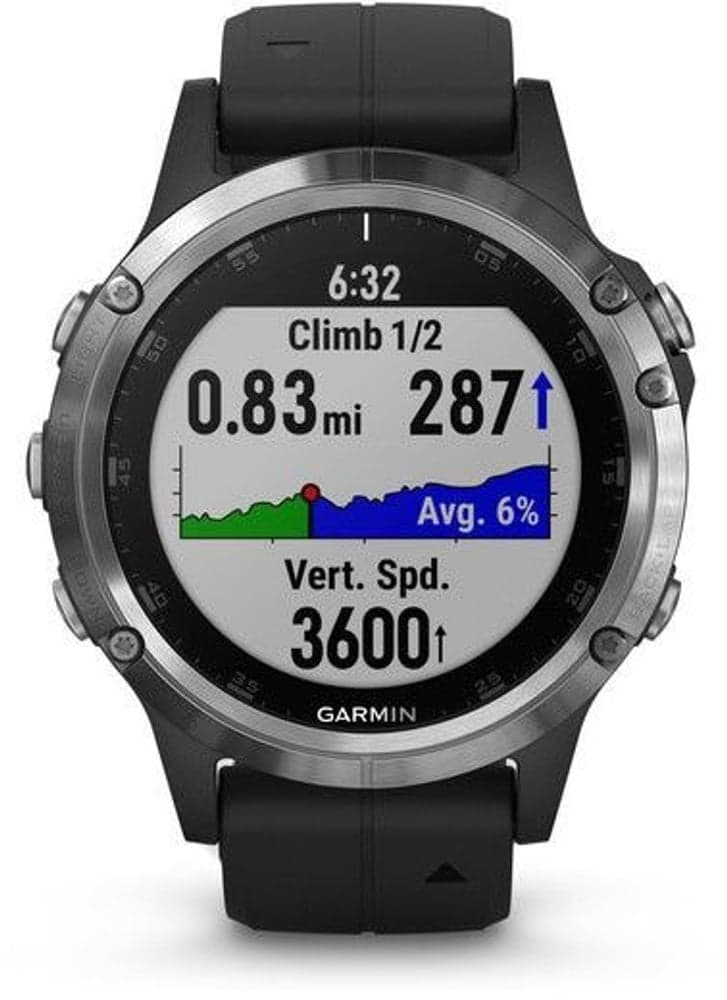 fenix 5 Plus -älykello, hopea mustalla hihnalla, view: 4