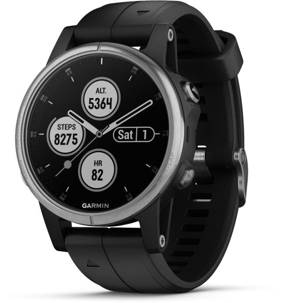 fenix 5S Plus -älykello, hopea mustalla hihnalla, view: 0