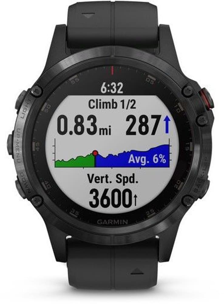Fenix 5 Plus Sapphire -urheilukello, musta mustalla hihnalla, view: 4